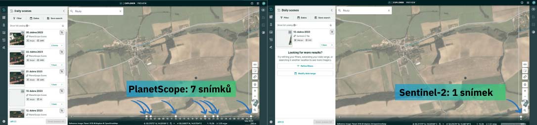 Obrázek 2: Porovnání dostupnosti snímků Obrázek 2: Porovnání dostupnosti snímků